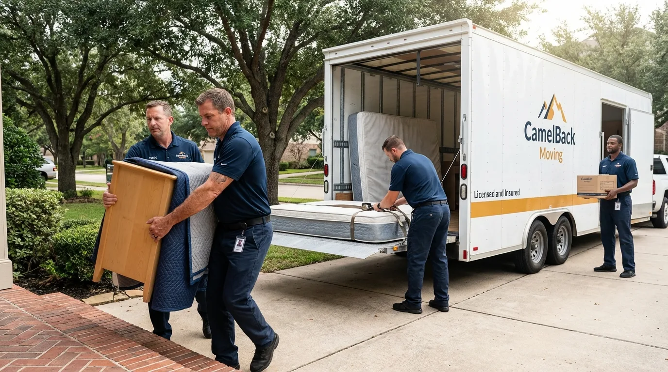 Crew loading residential truck for cross-state move from Lawson, MO